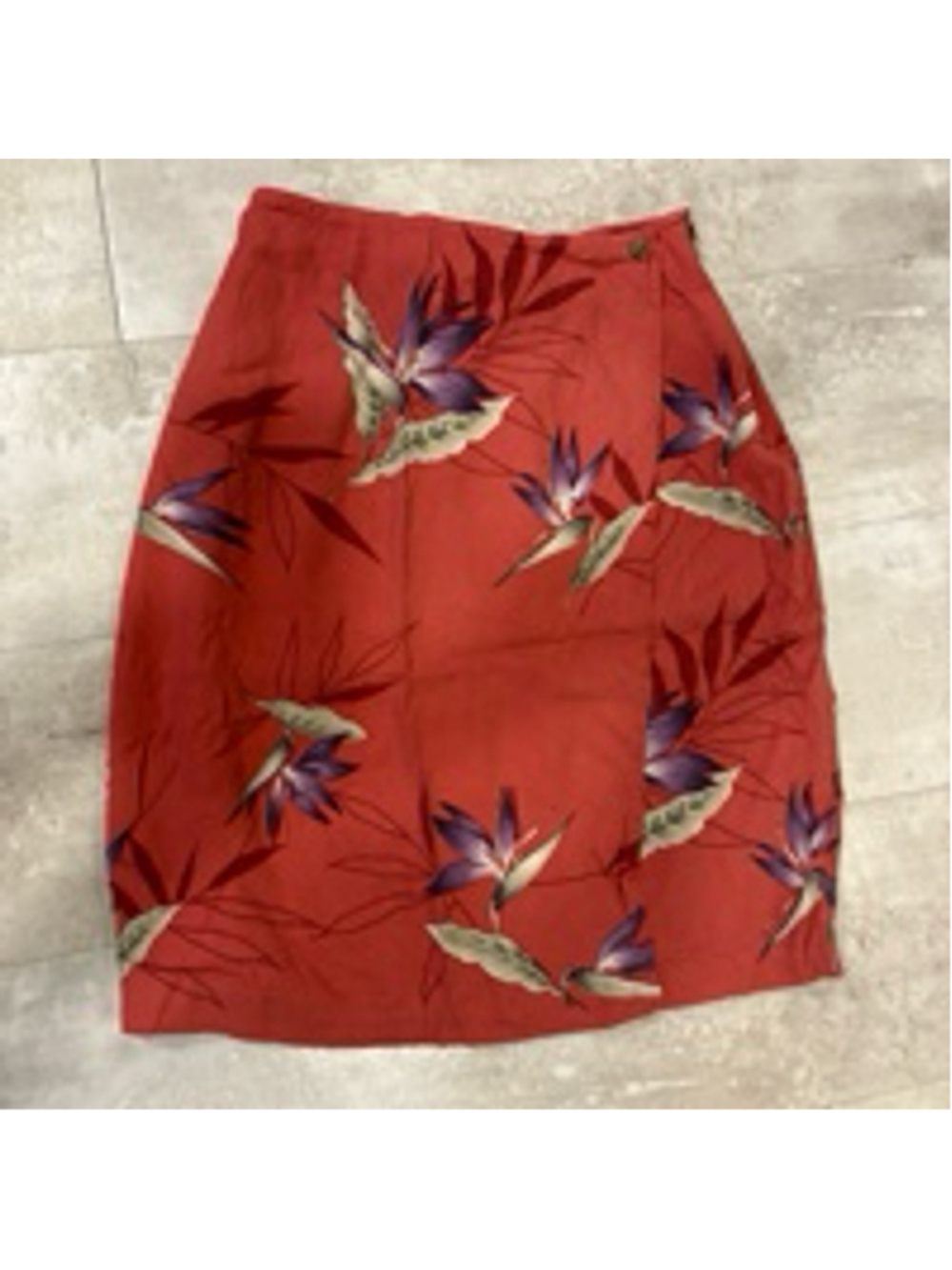 Tommy Bahama Vintage 100% Silk Wrap Skirt Bird of Paradise Red Floral Size 4